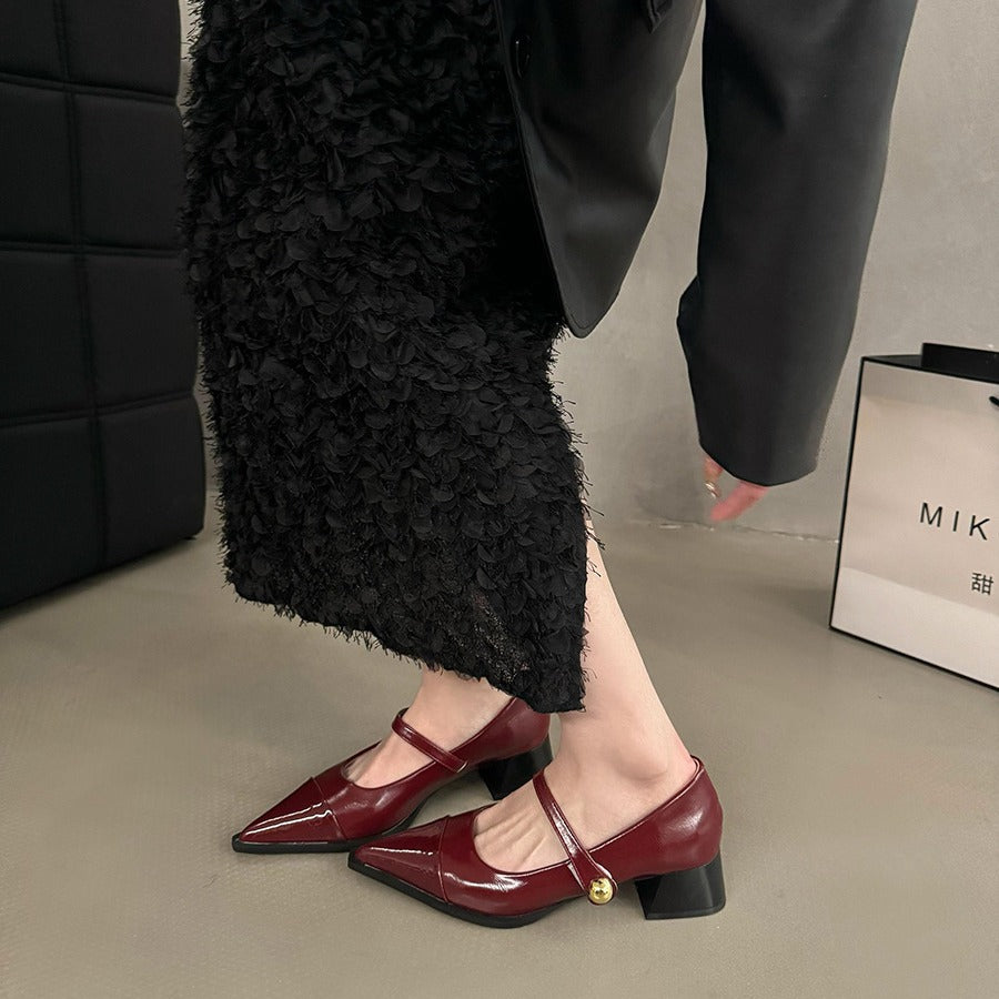 Chunky Heel Retro Style Mary Jane Shoes High Heels Women's Shoes Black Shoes Autumn Winter Korean Version High-End Single Shoes Small Leather Shoes