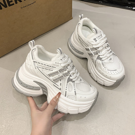 2025Spring New Style Thick-Soled Platform Dad Shoes for Women, Slimming Sneakers, Casual Sports Shoes for Petite Women, Height Increasing