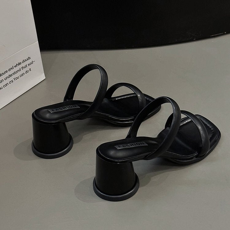 Chunky High Heels(6-8cm)Rubber Slippers PU