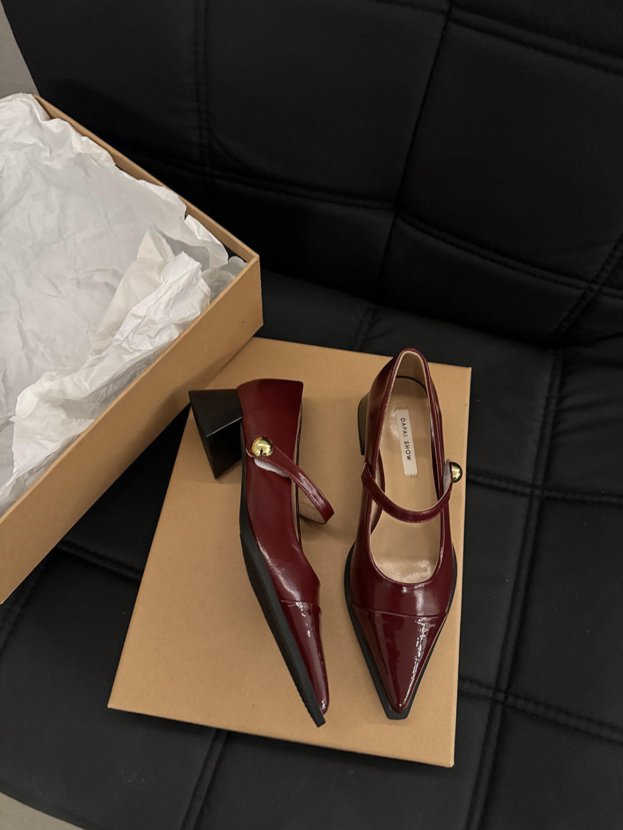 Chunky Heel Retro Style Mary Jane Shoes High Heels Women's Shoes Black Shoes Autumn Winter Korean Version High-End Single Shoes Small Leather Shoes
