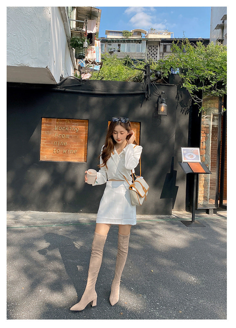 Long Boots for Women, Stretch Long Boots, Pointed Toe High Heel Boots, Over-the-Knee Boots, Suede High Boots, Khaki Color
