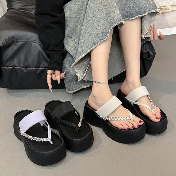 PU Platform High Heels(6-8cm)Rubber Slippers