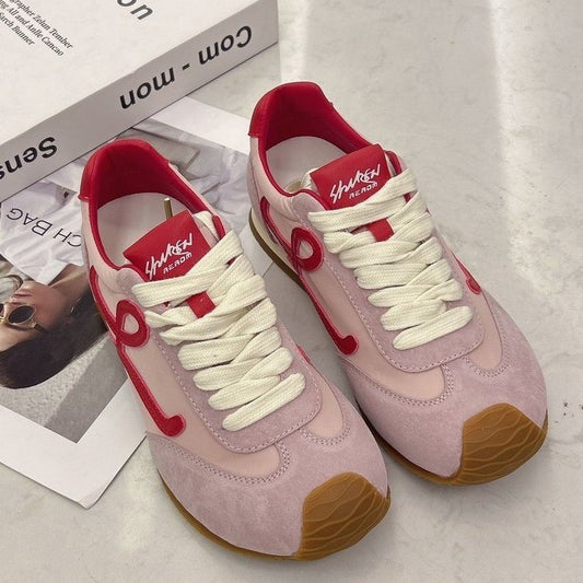 2025Spring and Autumn Cute Asymmetric Big Toe Lace-up Casual Sneakers for Women