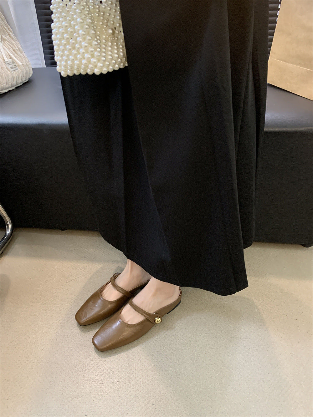 Flat Closed-Toe Half Slippers for Women Soft Sole2025French-style Sandals for Outdoor Wear, Super Popular Evening Breeze Niche Single Shoes