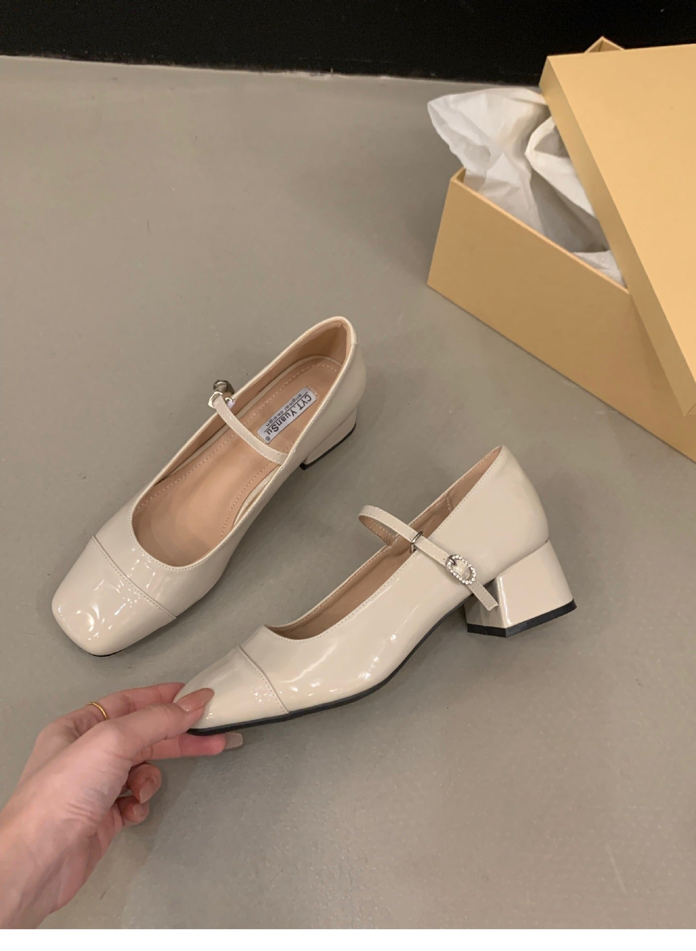 Women's Red Chunky Heel Shoes2023 New Summer Mid-High Heels silver Mary Jane Shoes for Dresses Evening Shoes