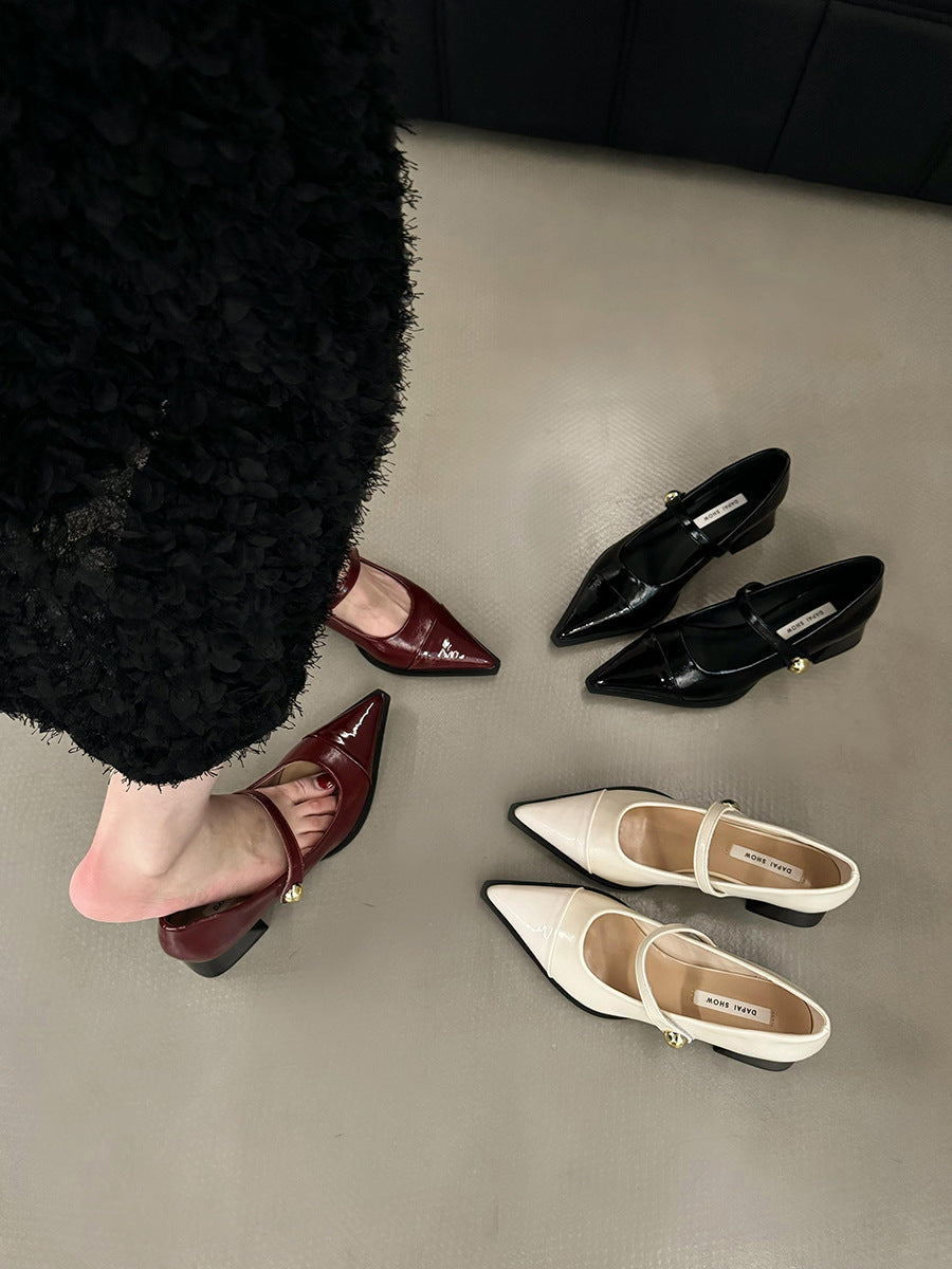 Chunky Heel Retro Style Mary Jane Shoes High Heels Women's Shoes Black Shoes Autumn Winter Korean Version High-End Single Shoes Small Leather Shoes