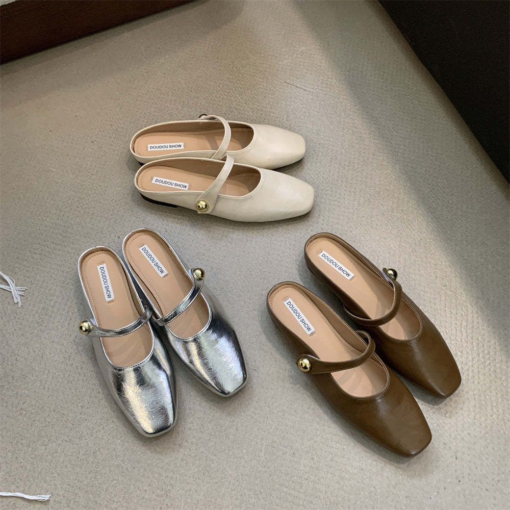 Flat Closed-Toe Half Slippers for Women Soft Sole2025French-style Sandals for Outdoor Wear, Super Popular Evening Breeze Niche Single Shoes