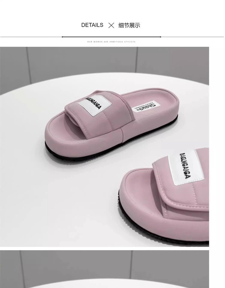 Low Heel Platform Sole(Less3cm)PU Rubber Slippers