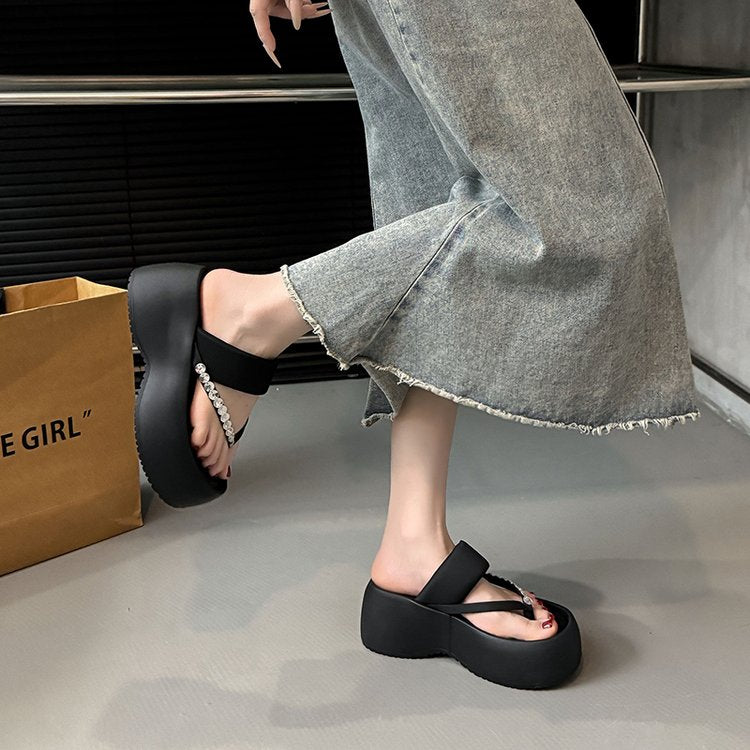 PU Platform High Heels(6-8cm)Rubber Slippers