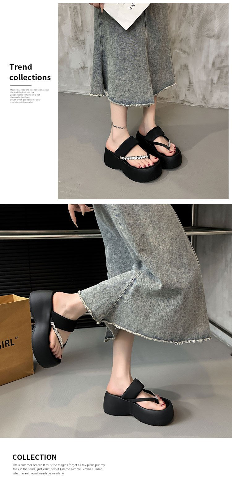 PU Platform High Heels(6-8cm)Rubber Slippers