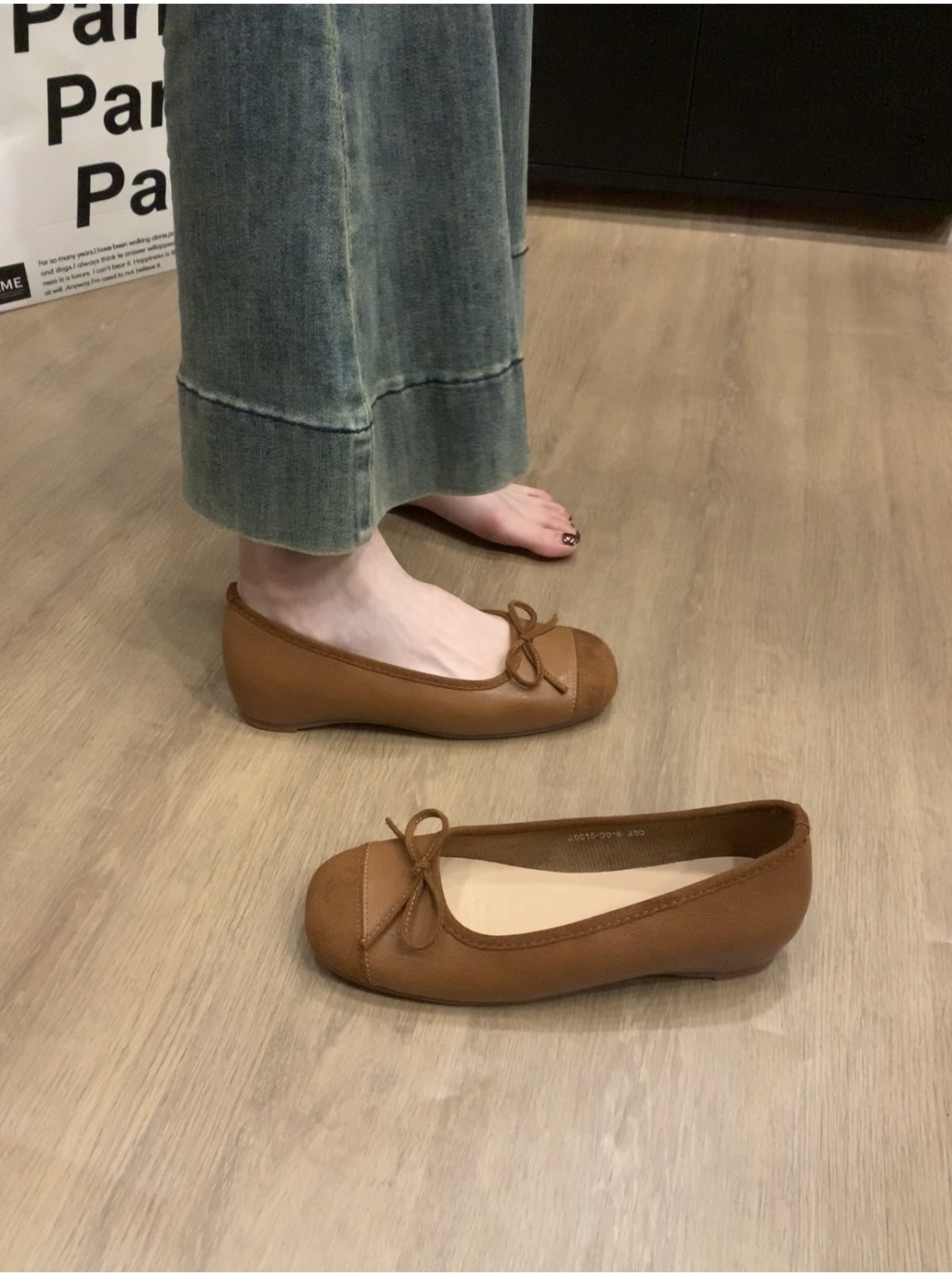 Women's French Style Shoes with Hidden Wedge2025Spring and Autumn New Suede Bowknot Slip-On Light Mouth Apricot Evening Shoes