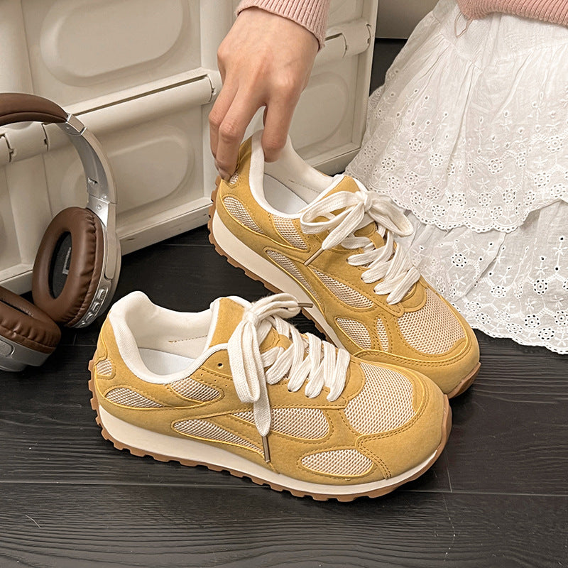 2025Spring New Women's Jogging Shoes Versatile Comfortable Flat Lace-up Shoes Fashion Trendy Casual Sneakers