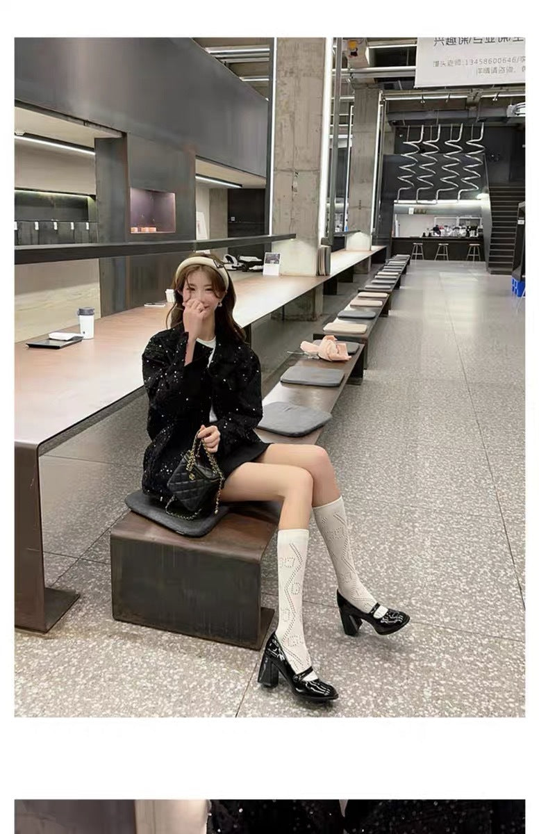 Mary Jane High Heels2023New Year's New Small Thick Heel French Style One-Strap Retro Single Shoes