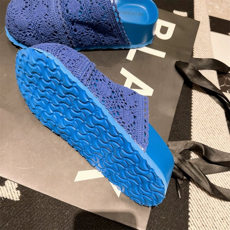 Rubber Mesh Slippers Closed-Toe Platform Sole High Heels(6-8cm)