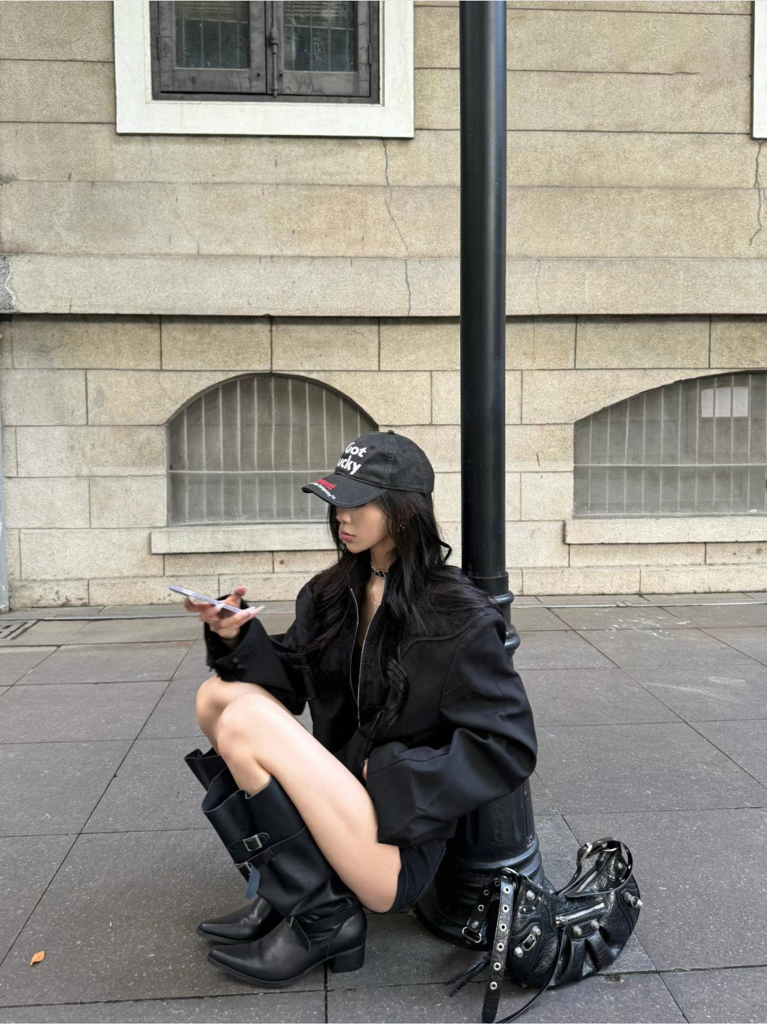 Korean Style Large Tube Pile Boots for Women with Chunky Heels, Over-the-Knee Boots2024Autumn Belt Buckle Western Boots Fashion Long Boots