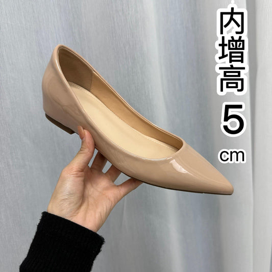 French Style Sexy Pointed Toe Height Increasing5Centimeter Shallow Mouth Women's Shoes Versatile Elegant Open Toe Single Shoes Women's Commuting Fashion