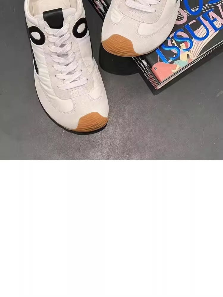 2025Luojia Spring Summer New Retro Flat Shoes Color Block Lace-up Ballet Sports Ugly Cute Shoes for Women