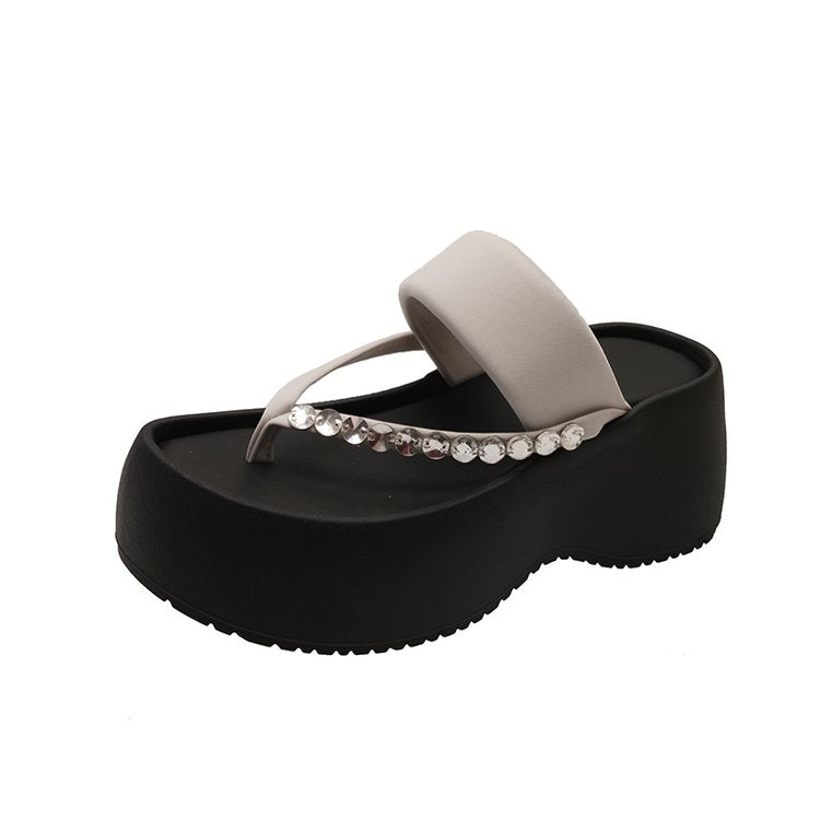 PU Platform High Heels(6-8cm)Rubber Slippers