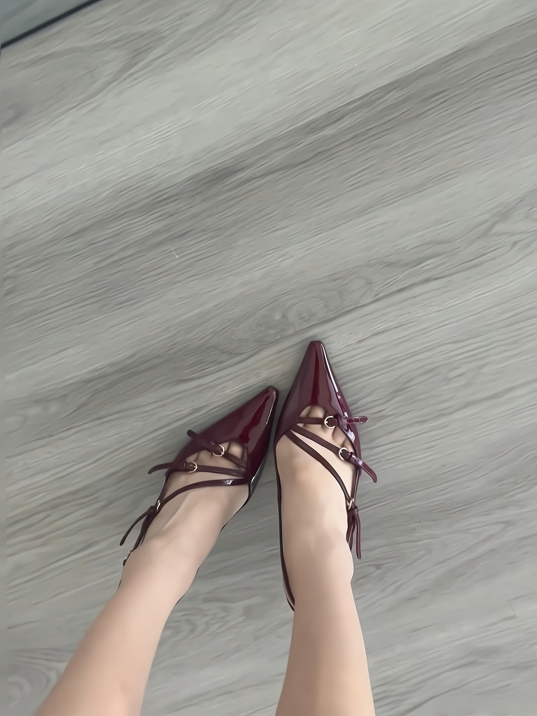 2024New Patent Leather One-Strap Cat Heel Closed-Toe Sandals Sexy Black Silk Pointed Toe Stiletto High Heels for Women