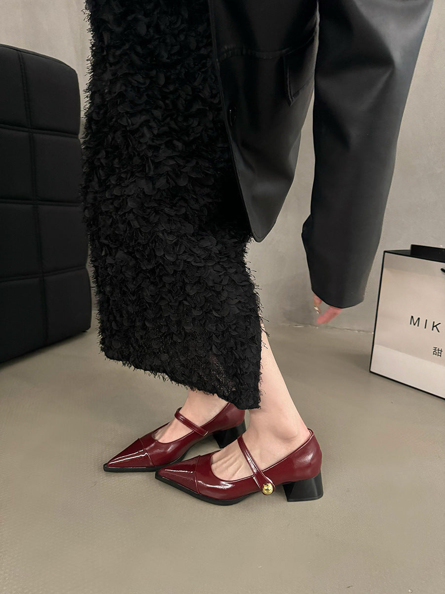 Chunky Heel Retro Style Mary Jane Shoes High Heels Women's Shoes Black Shoes Autumn Winter Korean Version High-End Single Shoes Small Leather Shoes