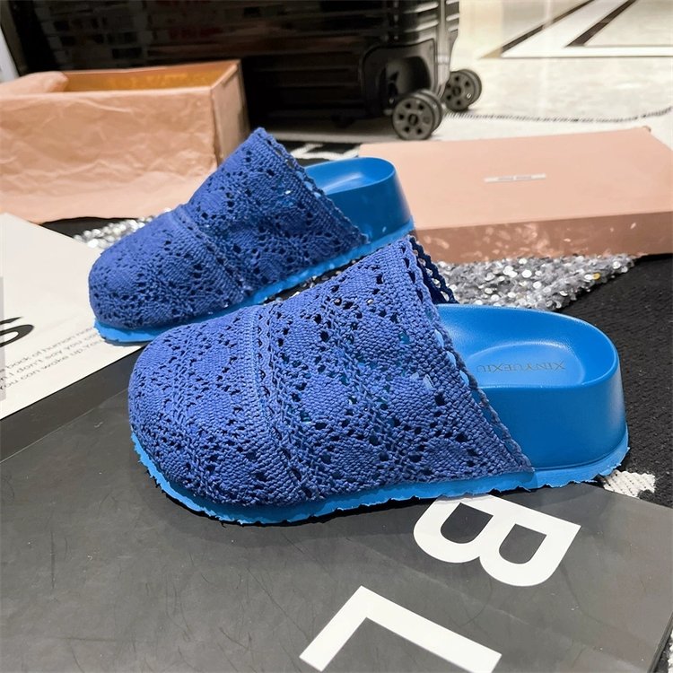 Rubber Mesh Slippers Closed-Toe Platform Sole High Heels(6-8cm)