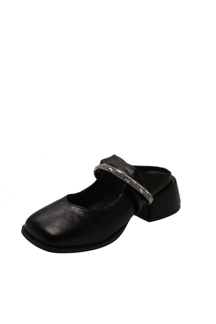Middle Heel(3-5cm)Slippers PU Closed Toe Chunky Heel Rubber