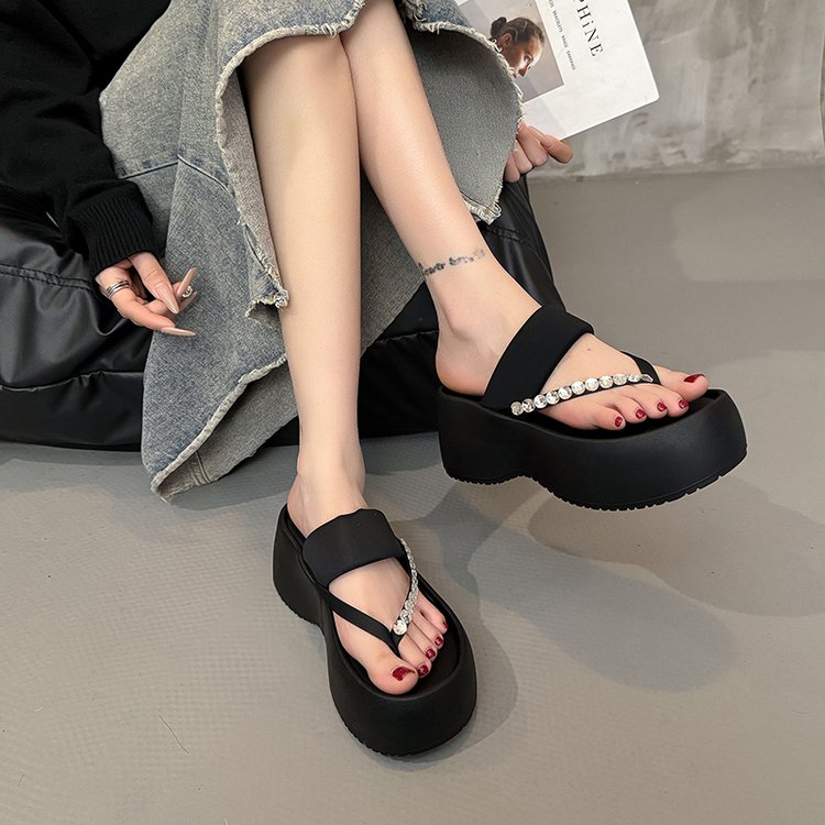 PU Platform High Heels(6-8cm)Rubber Slippers