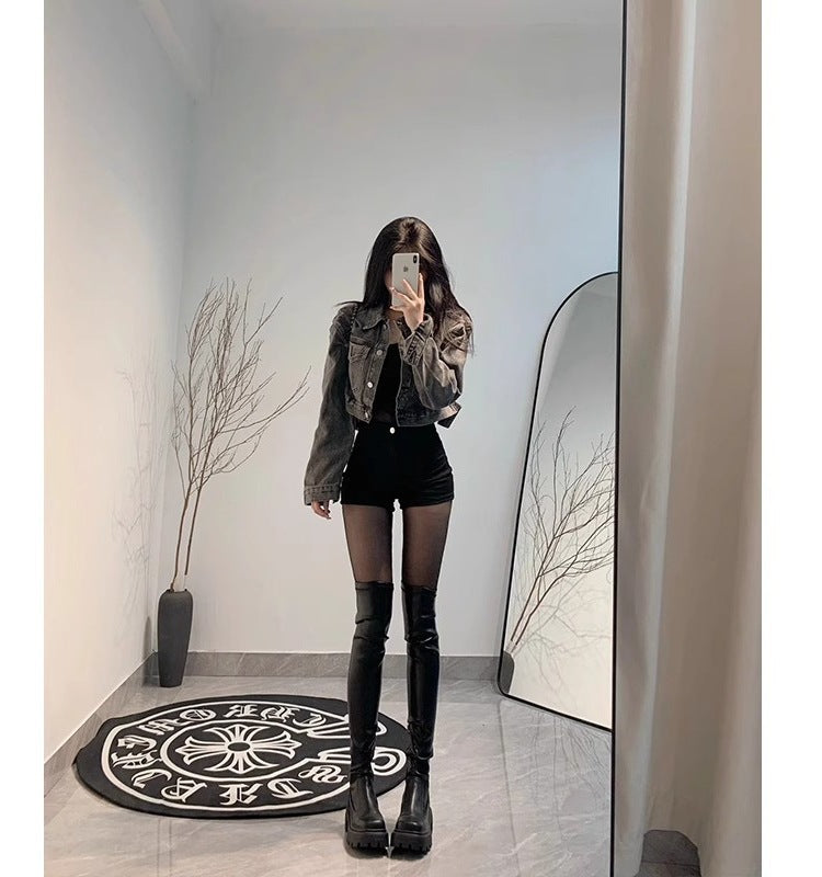 Over-the-Knee Long Boots for Women, French Style High Boots, Leg-Wrapping Elastic Slim Boots, Thick-Soled Leather Boots, Riding Boots