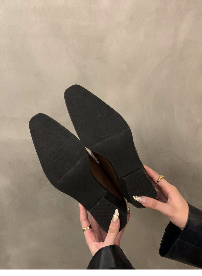 Chunky Heel Ruched Slouchy Long Tube Riding Boots for Women2024New Spring and Autumn Western Slim Mid-Calf Long Boots