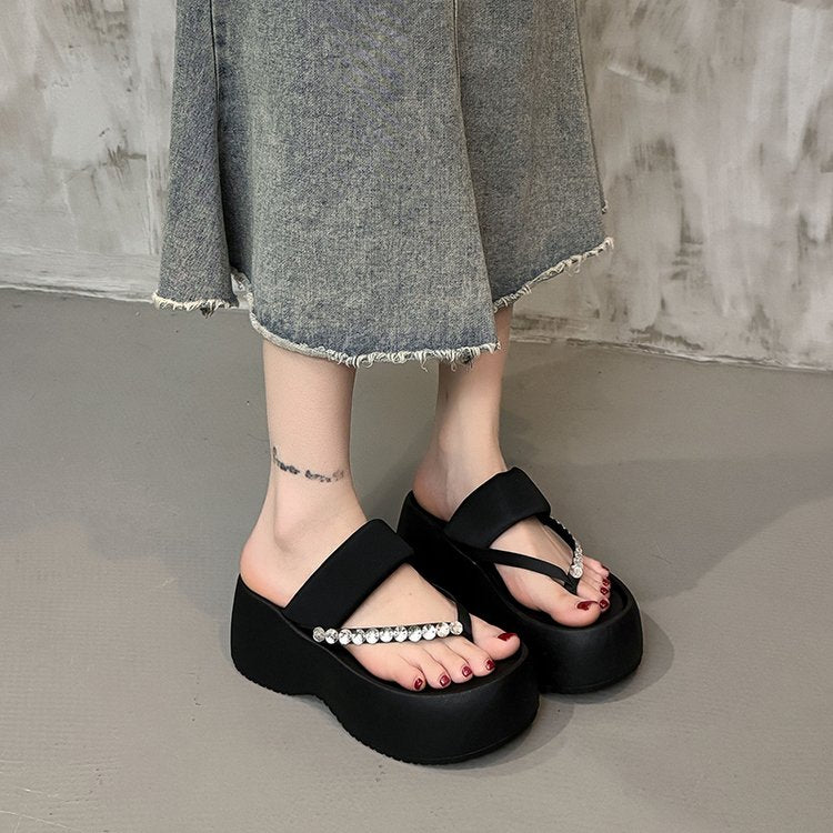 PU Platform High Heels(6-8cm)Rubber Slippers