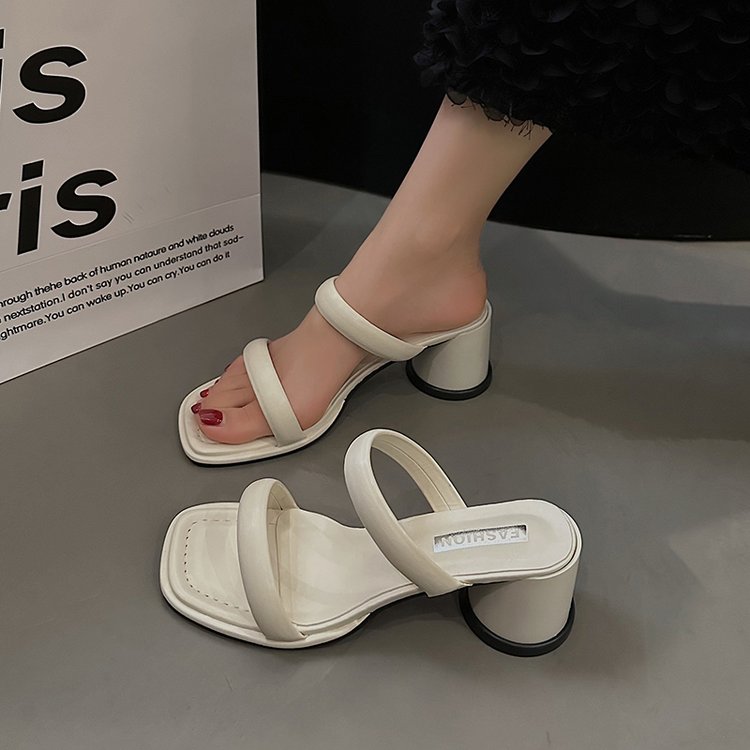 Chunky High Heels(6-8cm)Rubber Slippers PU
