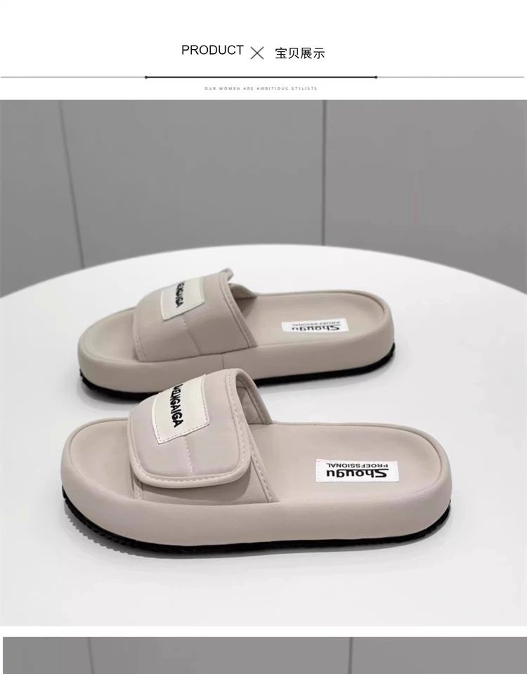 Low Heel Platform Sole(Less3cm)PU Rubber Slippers