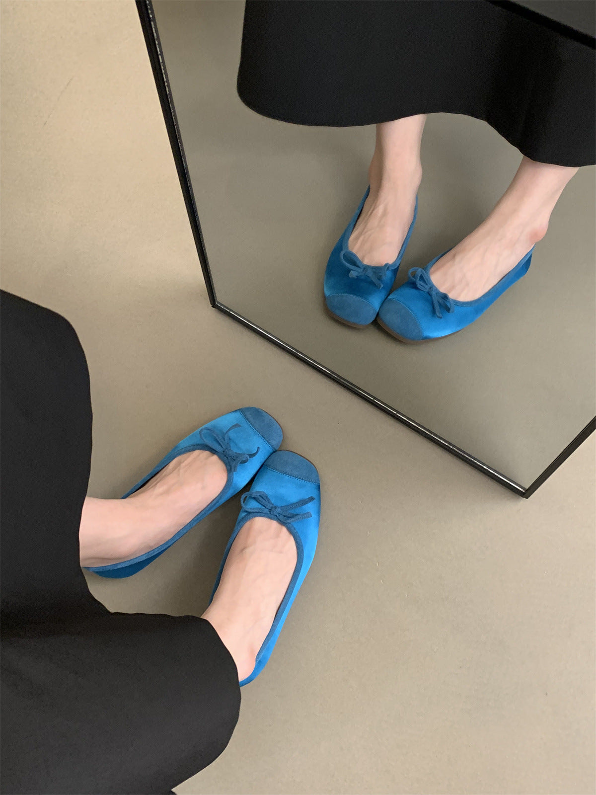 Round Toe Shallow Mouth Single Shoes for Women, Spring and Autumn New Soft Leather Ballet Fairy Style Gentle Slip-On Soft Flat Loafers