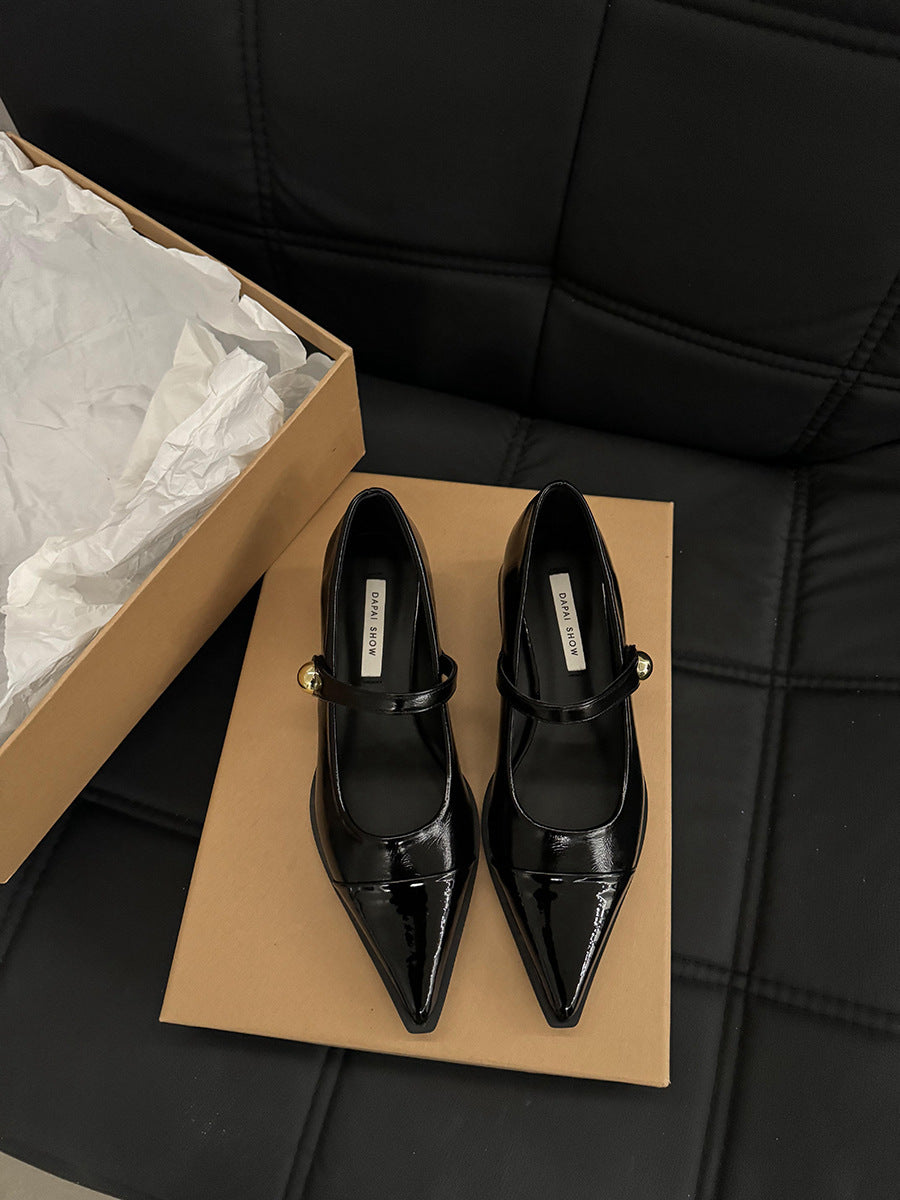Chunky Heel Retro Style Mary Jane Shoes High Heels Women's Shoes Black Shoes Autumn Winter Korean Version High-End Single Shoes Small Leather Shoes