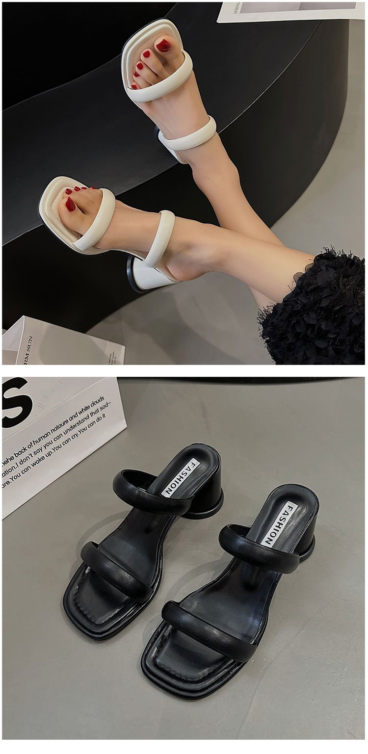 Chunky High Heels(6-8cm)Rubber Slippers PU