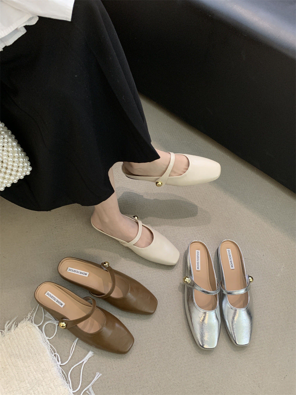 Flat Closed-Toe Half Slippers for Women Soft Sole2025French-style Sandals for Outdoor Wear, Super Popular Evening Breeze Niche Single Shoes
