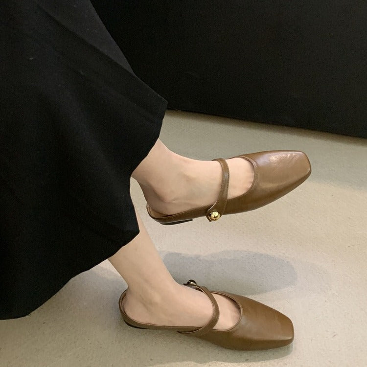 Flat Closed-Toe Half Slippers for Women Soft Sole2025French-style Sandals for Outdoor Wear, Super Popular Evening Breeze Niche Single Shoes