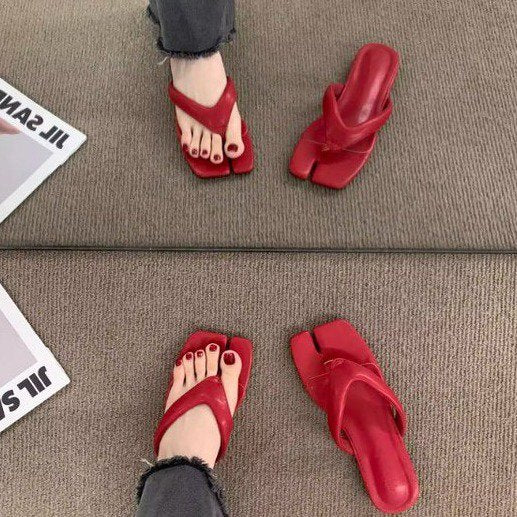 Rubber Square Low Heel(Less3cm)PU Slippers