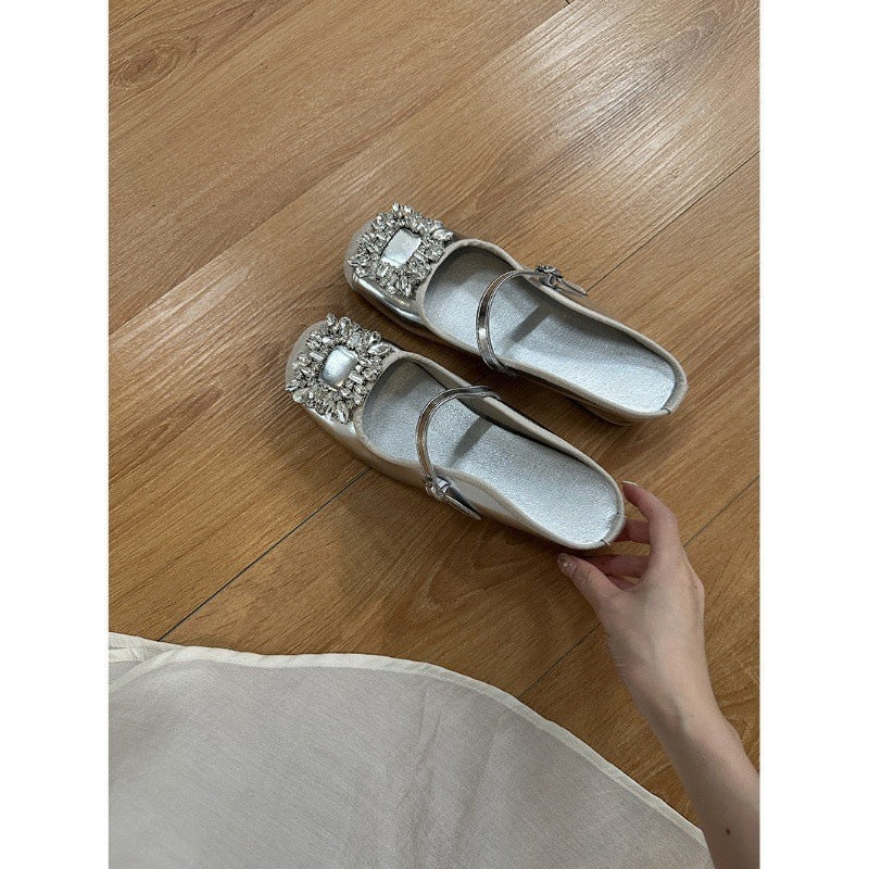 Chanel Style silver Bowknot Thick-Soled Half Slippers for Women, Outdoor Wear, Height-Increasing Summer Sandals, Paired with Dresses, Platform Sandals