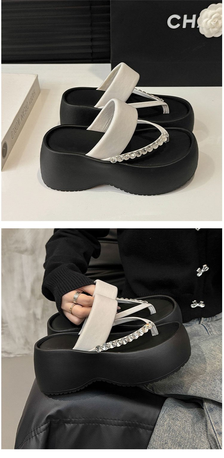 PU Platform High Heels(6-8cm)Rubber Slippers
