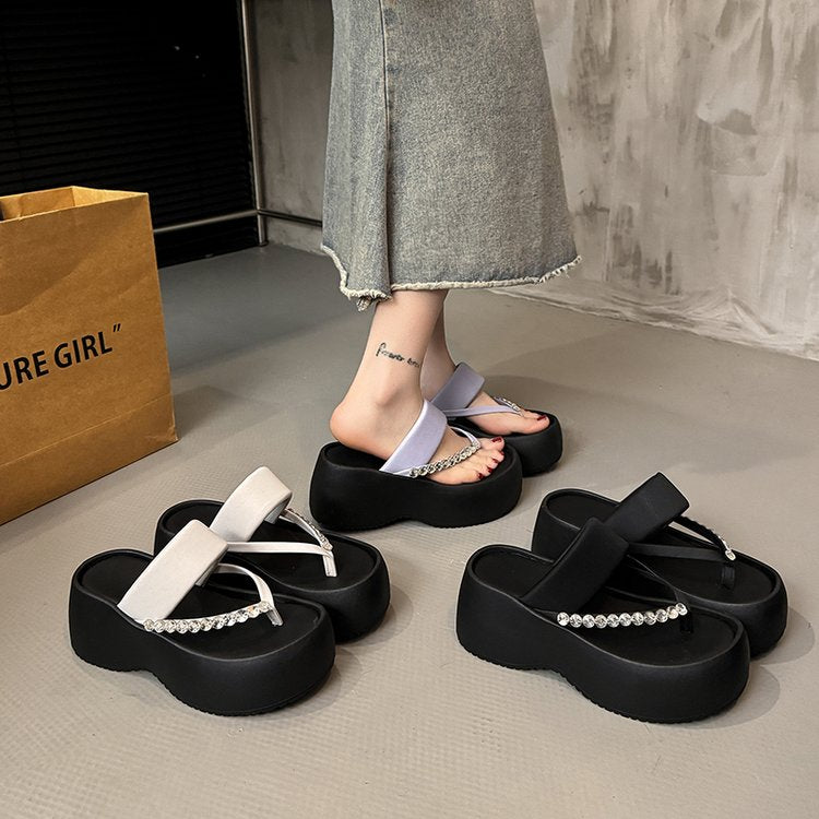 PU Platform High Heels(6-8cm)Rubber Slippers