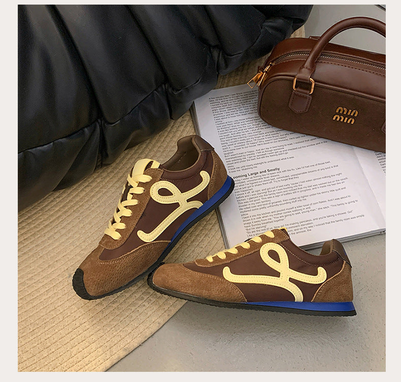 2025Spring Summer New Grape Mom Wang Yibo Same Style Asymmetric Large Toe Lace-up Casual Style Jogging Shoes