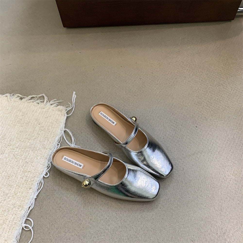 Flat Closed-Toe Half Slippers for Women Soft Sole2025French-style Sandals for Outdoor Wear, Super Popular Evening Breeze Niche Single Shoes