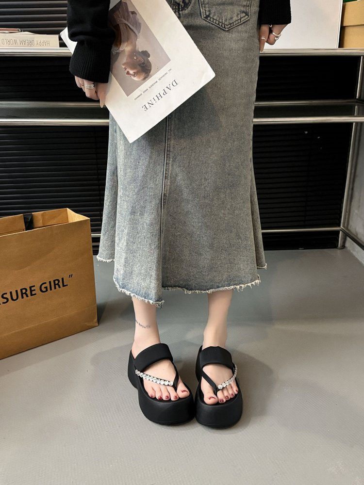 PU Platform High Heels(6-8cm)Rubber Slippers