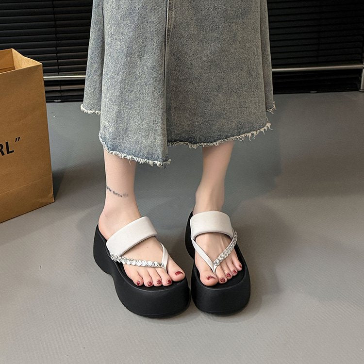 PU Platform High Heels(6-8cm)Rubber Slippers