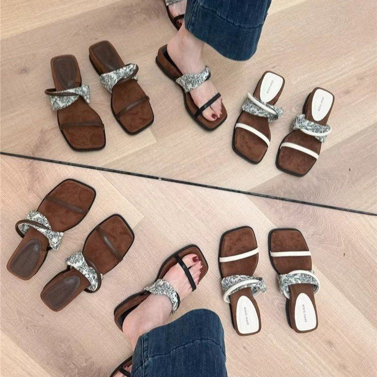 PUT Wedge Rubber Slippers Mid Heel
