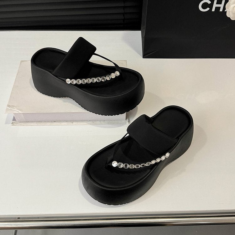 PU Platform High Heels(6-8cm)Rubber Slippers