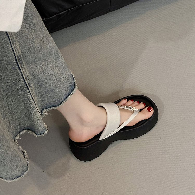 PU Platform High Heels(6-8cm)Rubber Slippers