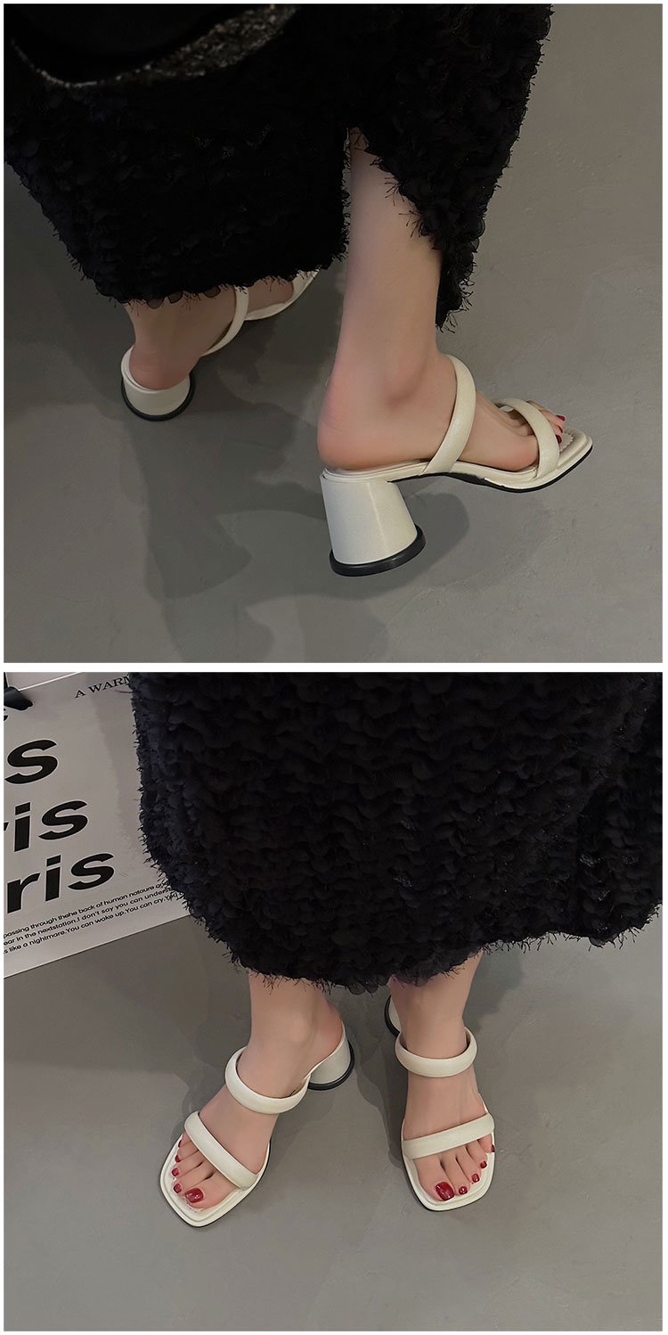 Chunky High Heels(6-8cm)Rubber Slippers PU