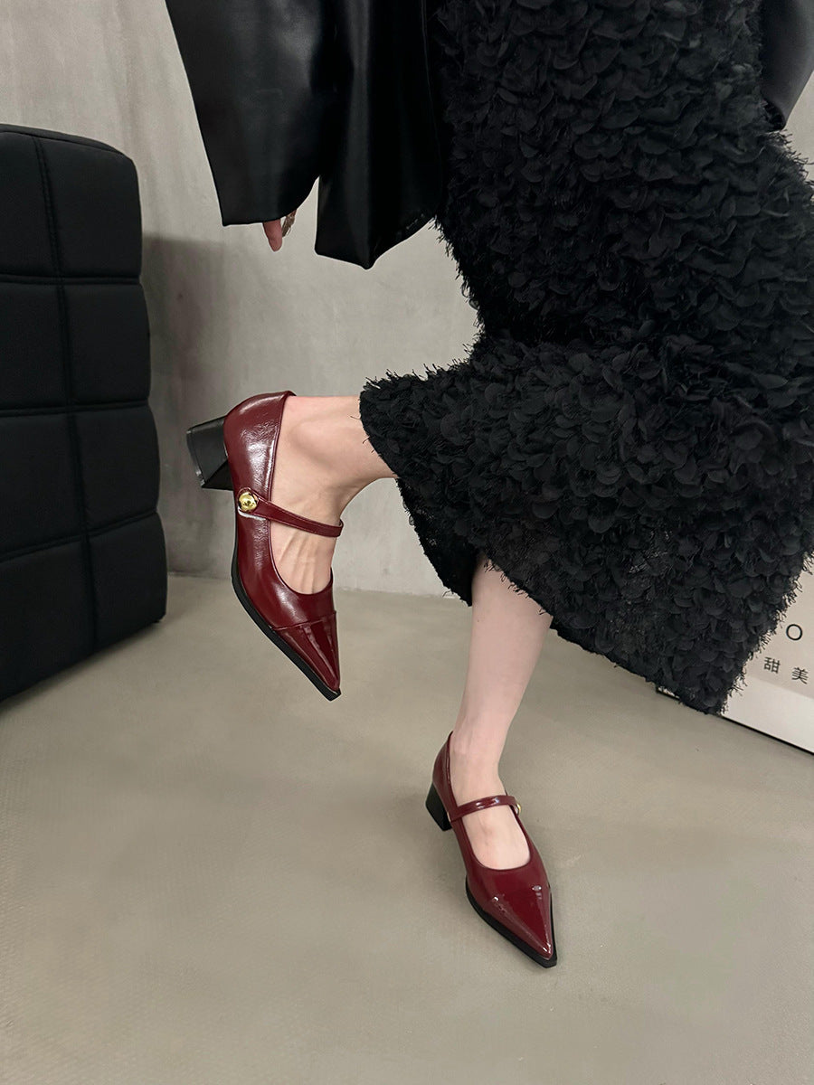 Chunky Heel Retro Style Mary Jane Shoes High Heels Women's Shoes Black Shoes Autumn Winter Korean Version High-End Single Shoes Small Leather Shoes
